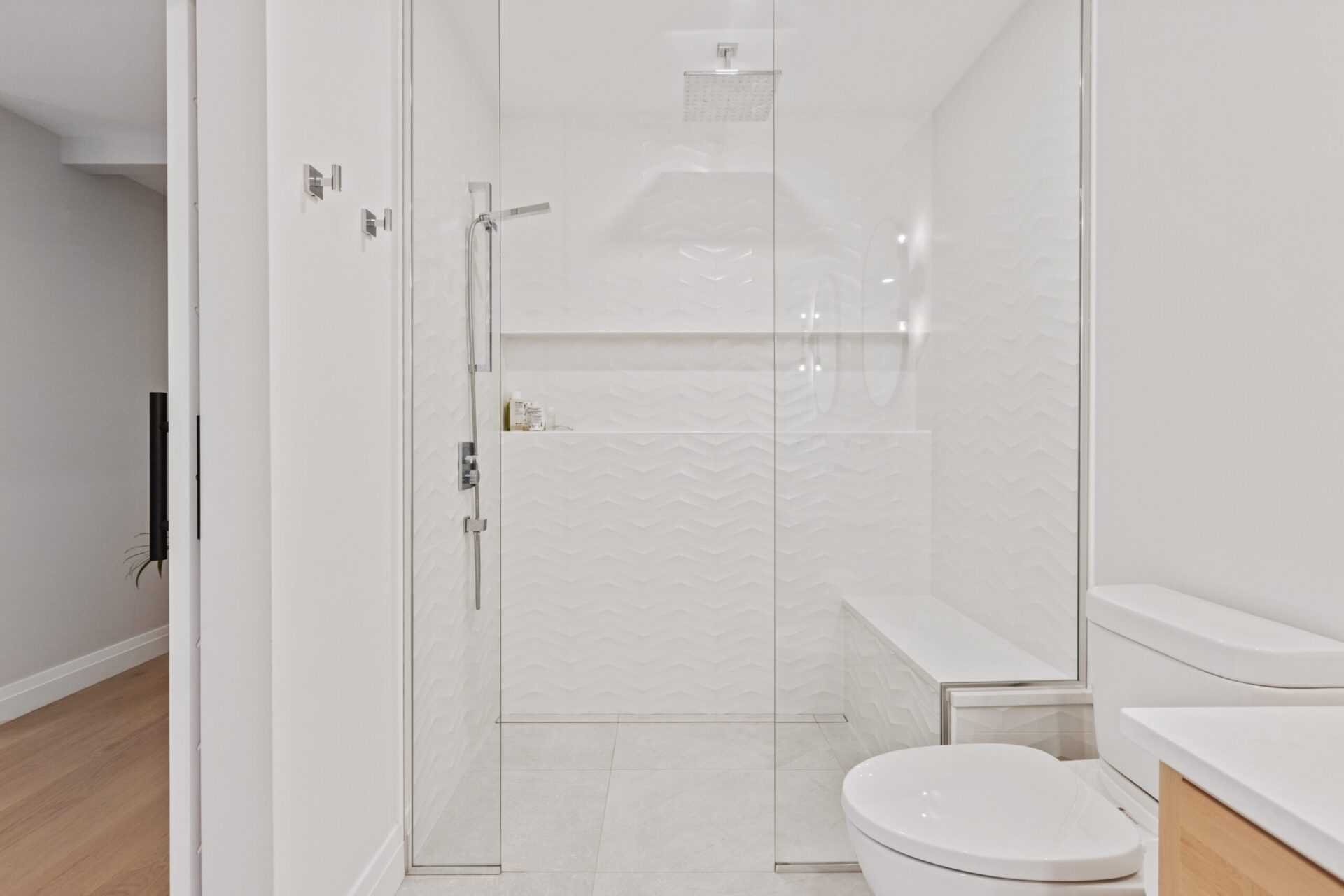 Modern Toronto Bathroom Renovation With Glass Shower — Bathroom Renos