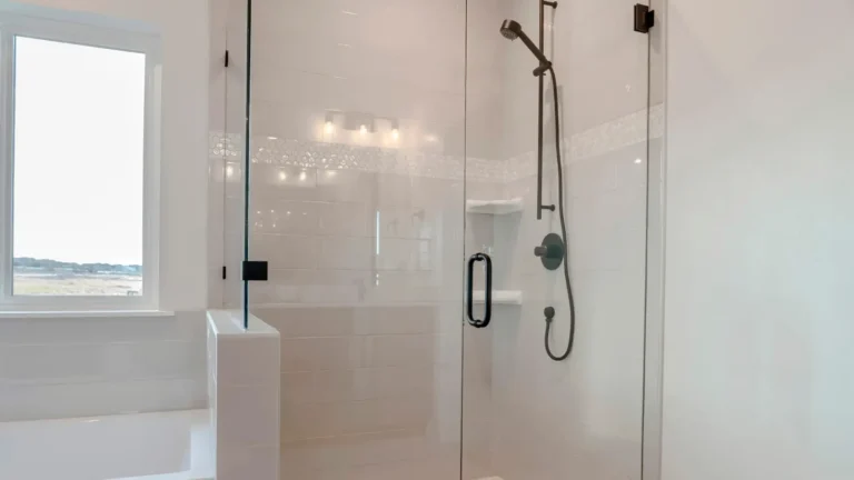 bathroom renovations etobicoke stand shower with dark shower head and clear frameless glass