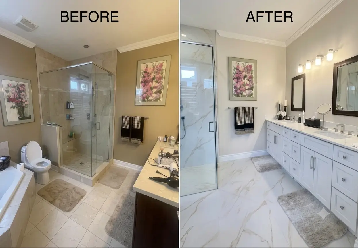 Bathroom renovation before and after in Burlington